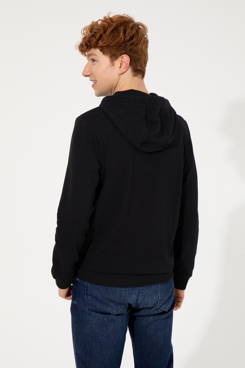 Erkek Siyah Kapüşonlu Sweatshirt - 50257143067