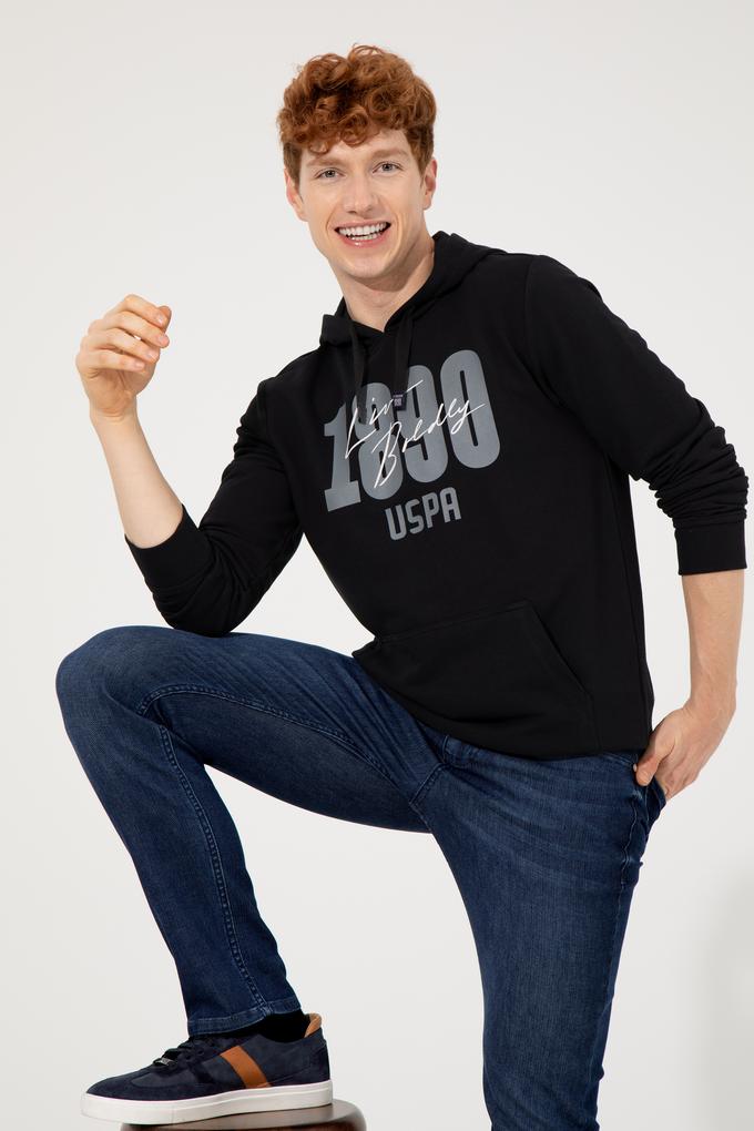 Erkek Siyah Kapüşonlu Sweatshirt