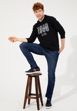 Erkek Siyah Kapüşonlu Sweatshirt - 50257143067