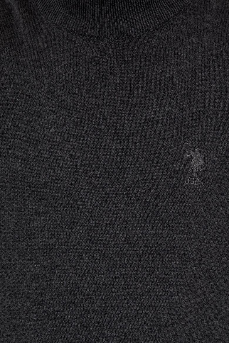 Erkek Antrasit Melanj Balıkçı Yaka Basic Triko Kazak - 50253449036