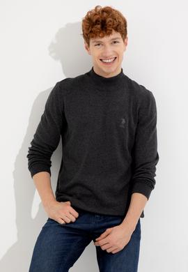 Erkek Antrasit Melanj Balıkçı Yaka Basic Triko Kazak - 50253449036