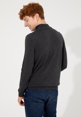 Erkek Antrasit Melanj Balıkçı Yaka Basic Triko Kazak - 50253449036