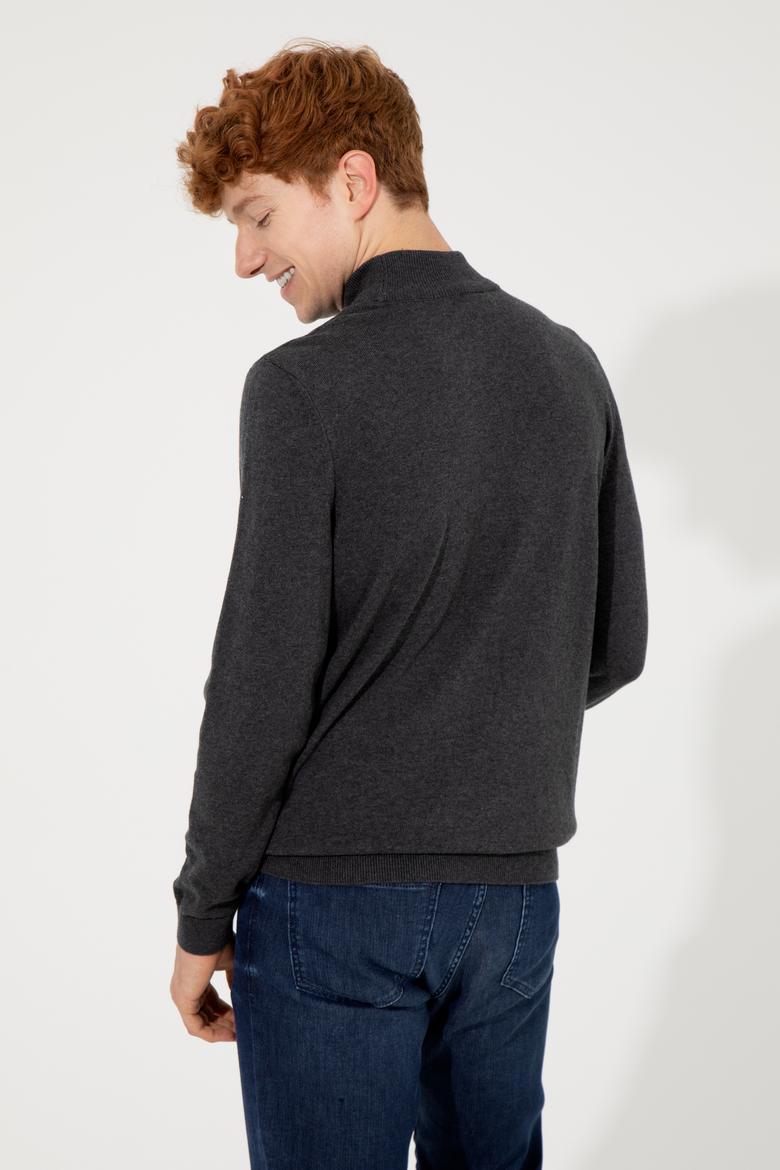 Erkek Antrasit Melanj Balıkçı Yaka Basic Triko Kazak - 50253449036