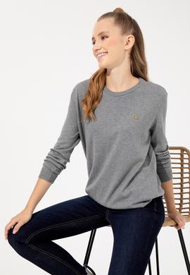 Kadın Gri Melanj  Bisiklet Yaka Basic Kazak - 50251905047