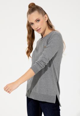 Kadın Gri Melanj  Bisiklet Yaka Basic Kazak - 50251905047