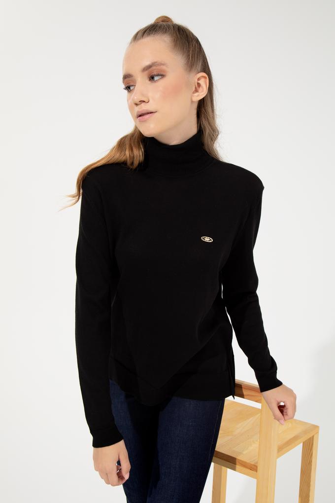 Kadın Siyah Basic Kazak