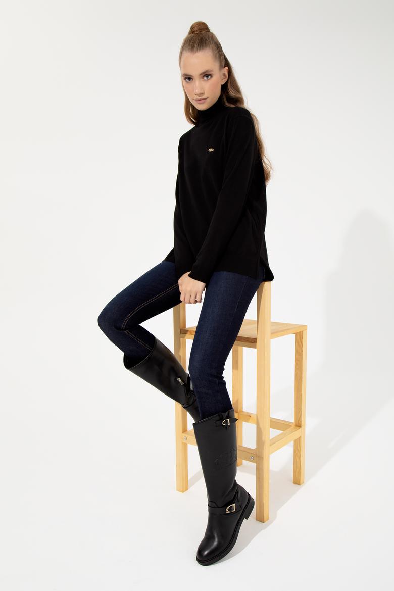 Kadın Siyah Basic Kazak - 50251997006