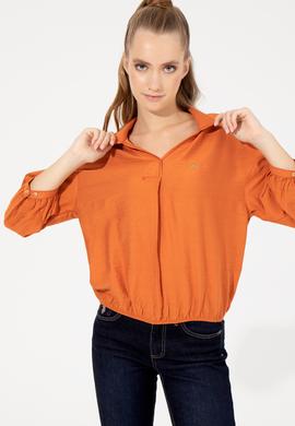 Kadın Kiremit Uzun Kollu Gömlek - 50253799012