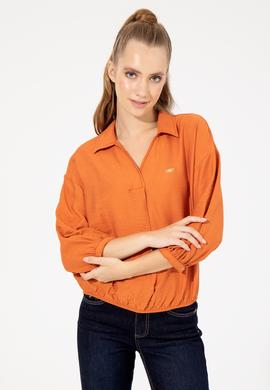 Kadın Kiremit Uzun Kollu Gömlek - 50253799012