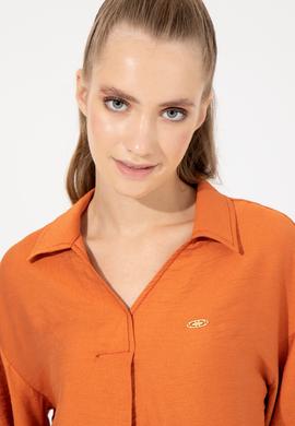 Kadın Kiremit Uzun Kollu Gömlek - 50253799012