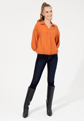 Kadın Kiremit Uzun Kollu Gömlek - 50253799012