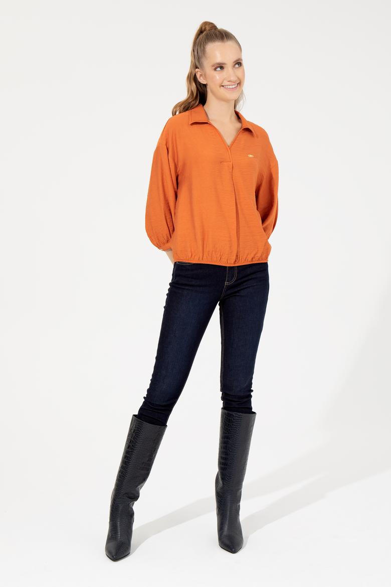 Kadın Kiremit Uzun Kollu Gömlek - 50253799012