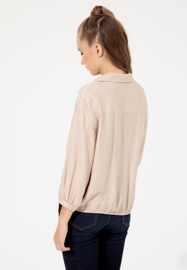 Kadın Ekru Uzun Kollu Gömlek - 50253799020