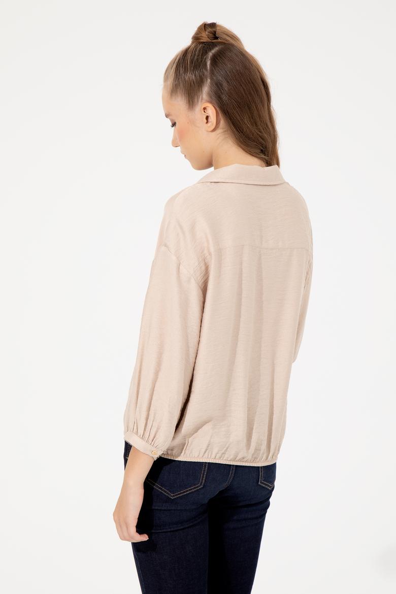 Kadın Ekru Uzun Kollu Gömlek - 50253799020