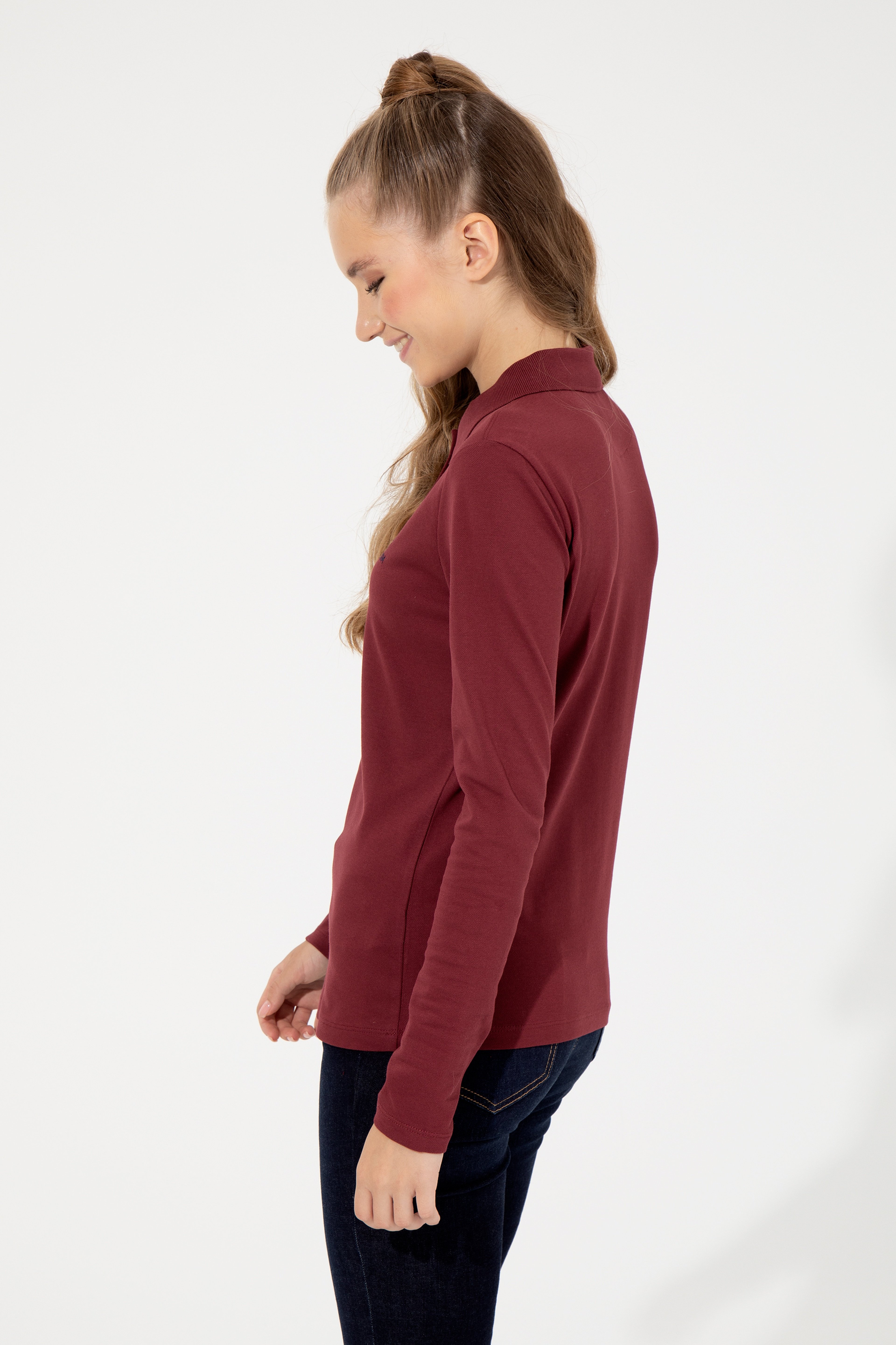 Kadın Vişne Basic Sweatshirt - Image 5