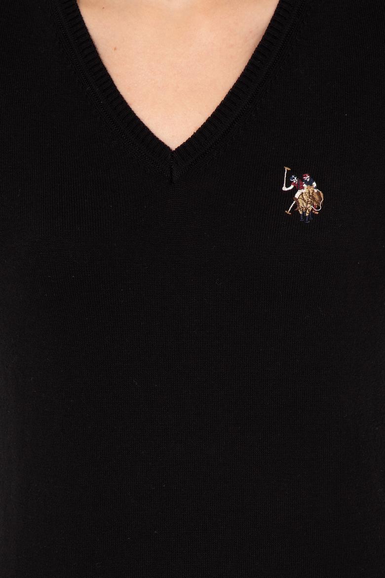 Kadın Siyah V Yaka Basic Kazak - 50255648021