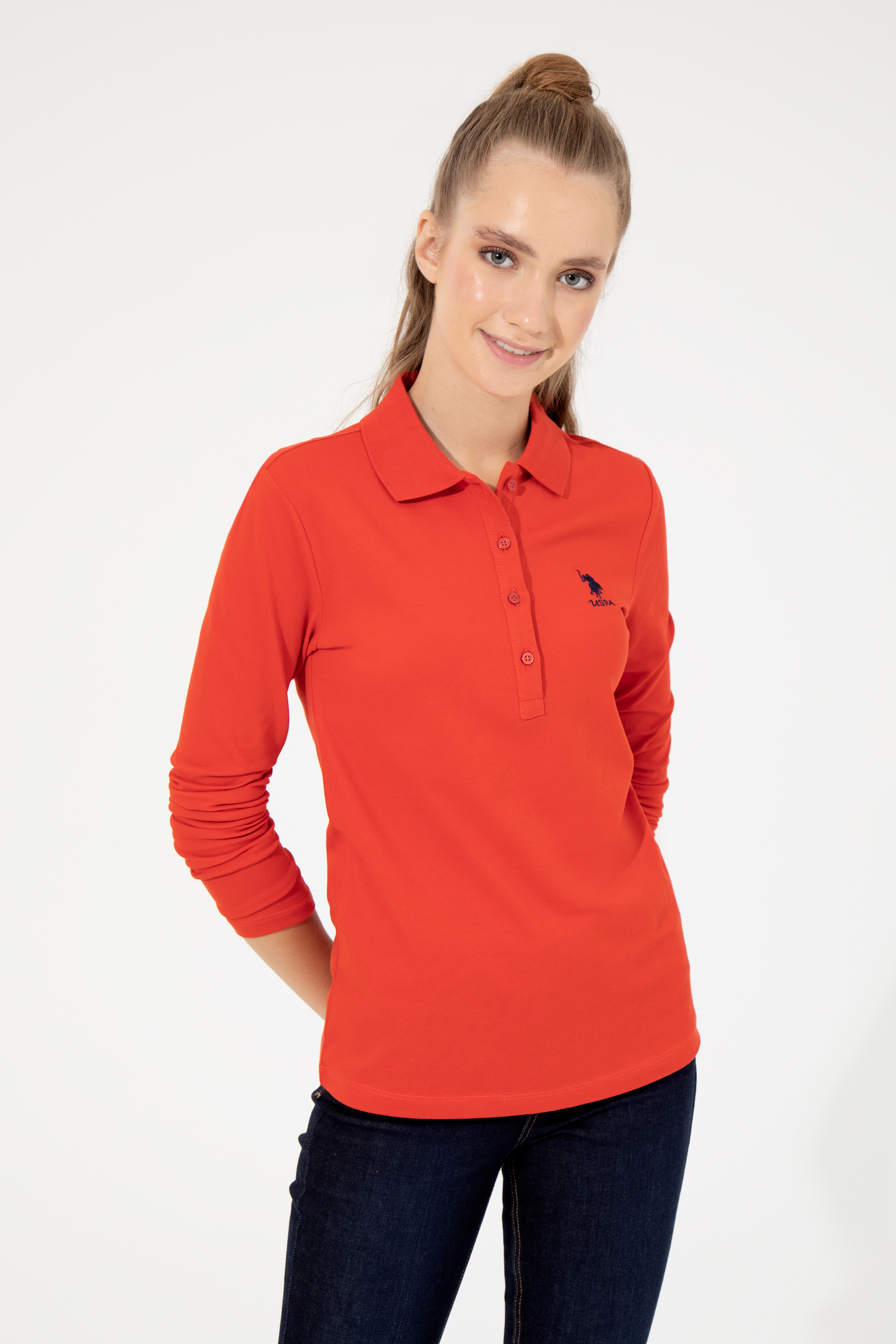 Kadın Kırmızı Basic Sweatshirt - Image 3