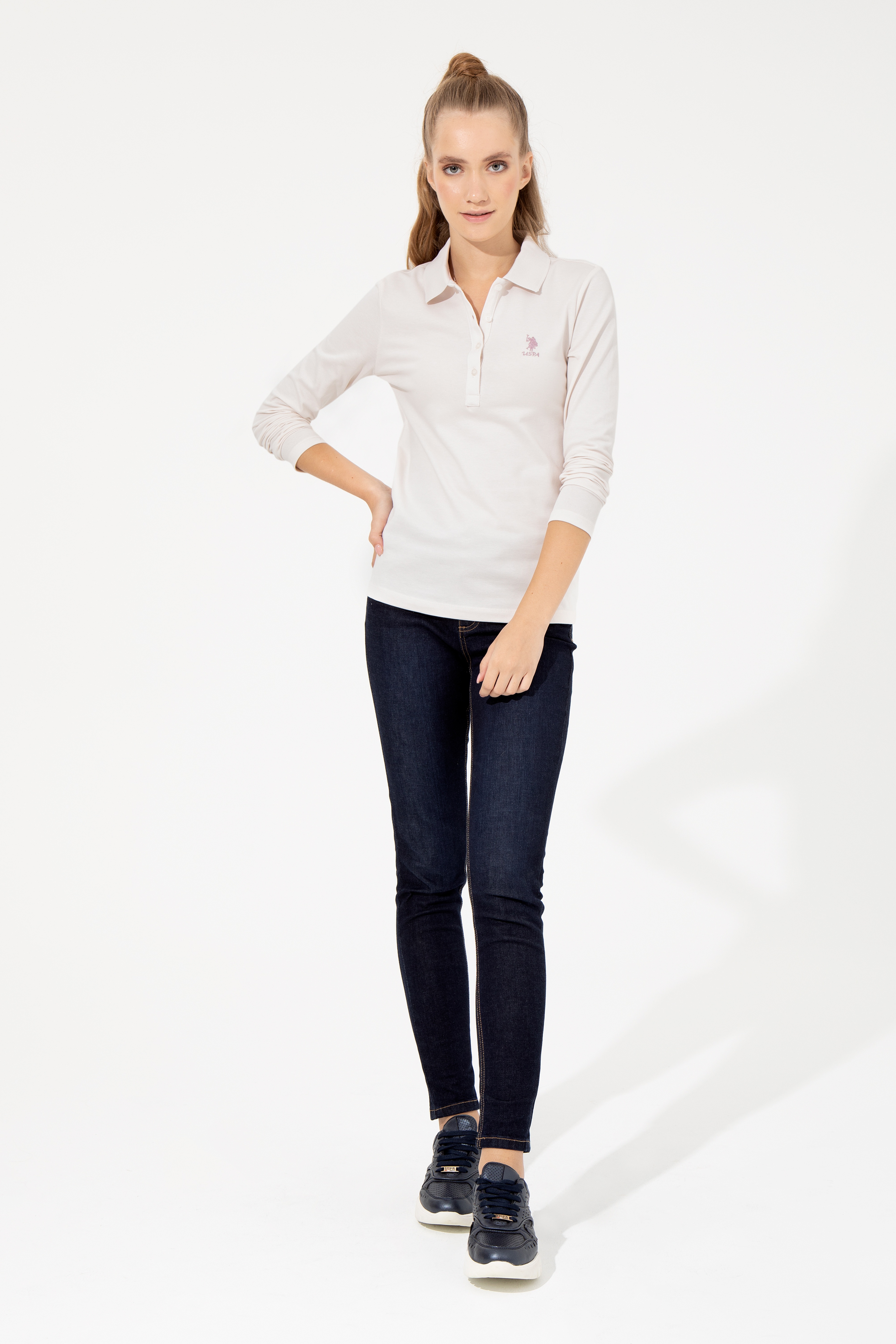 Kadın Ekru Basic Sweatshirt - Image 4