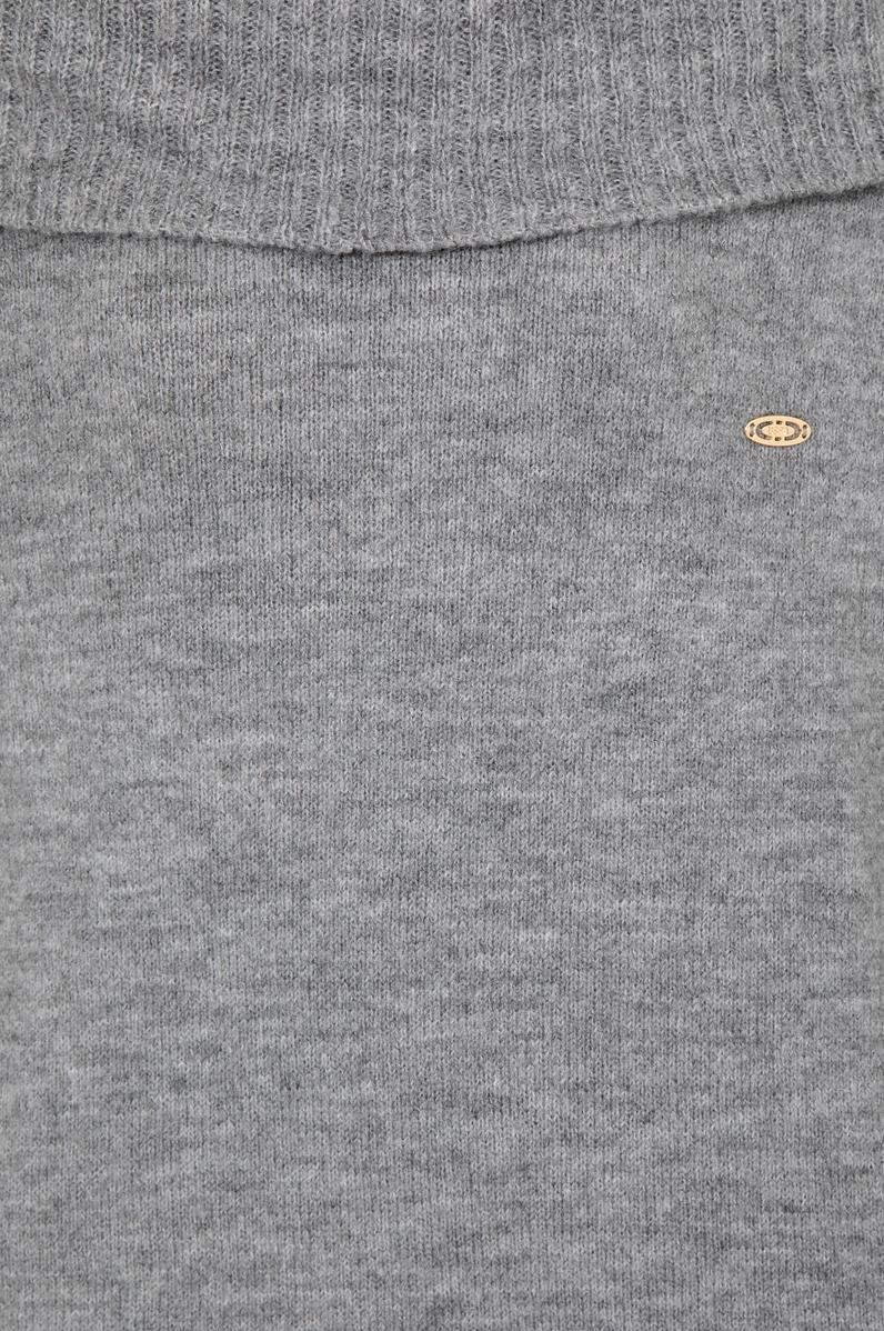 Kadın Gri Melanj Bisiklet Yaka Kazak