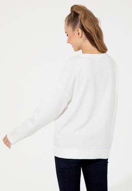 Kadın Ekru Bisiklet Yaka Sweatshirt - 50260962016