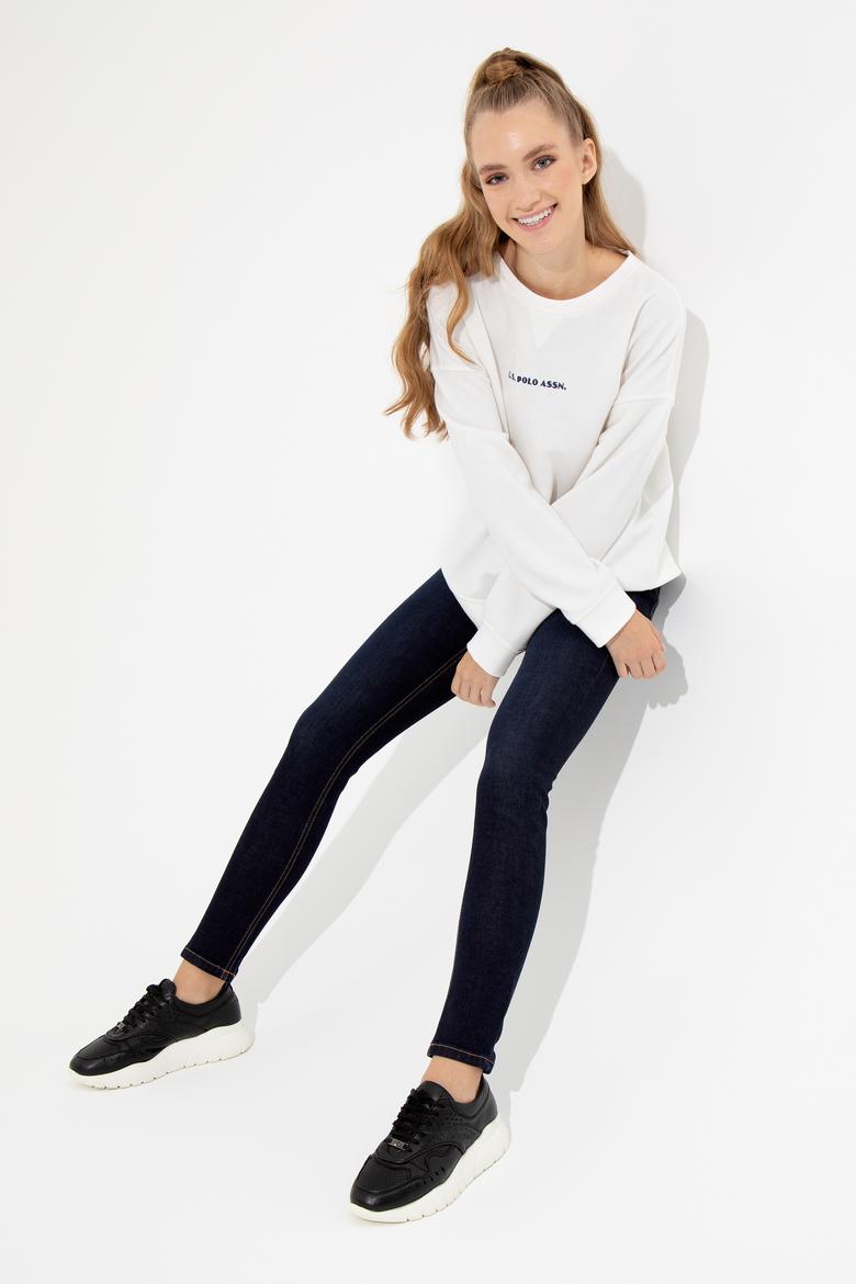 Kadın Ekru Bisiklet Yaka Sweatshirt - 50260962016