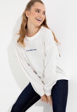 Kadın Ekru Bisiklet Yaka Sweatshirt - 50260962016