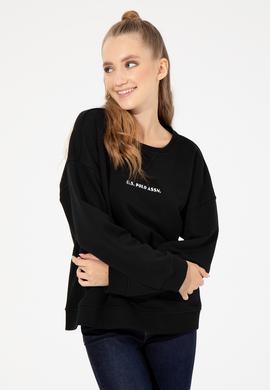 Kadın Siyah Bisiklet Yaka Sweatshirt - 50260962024
