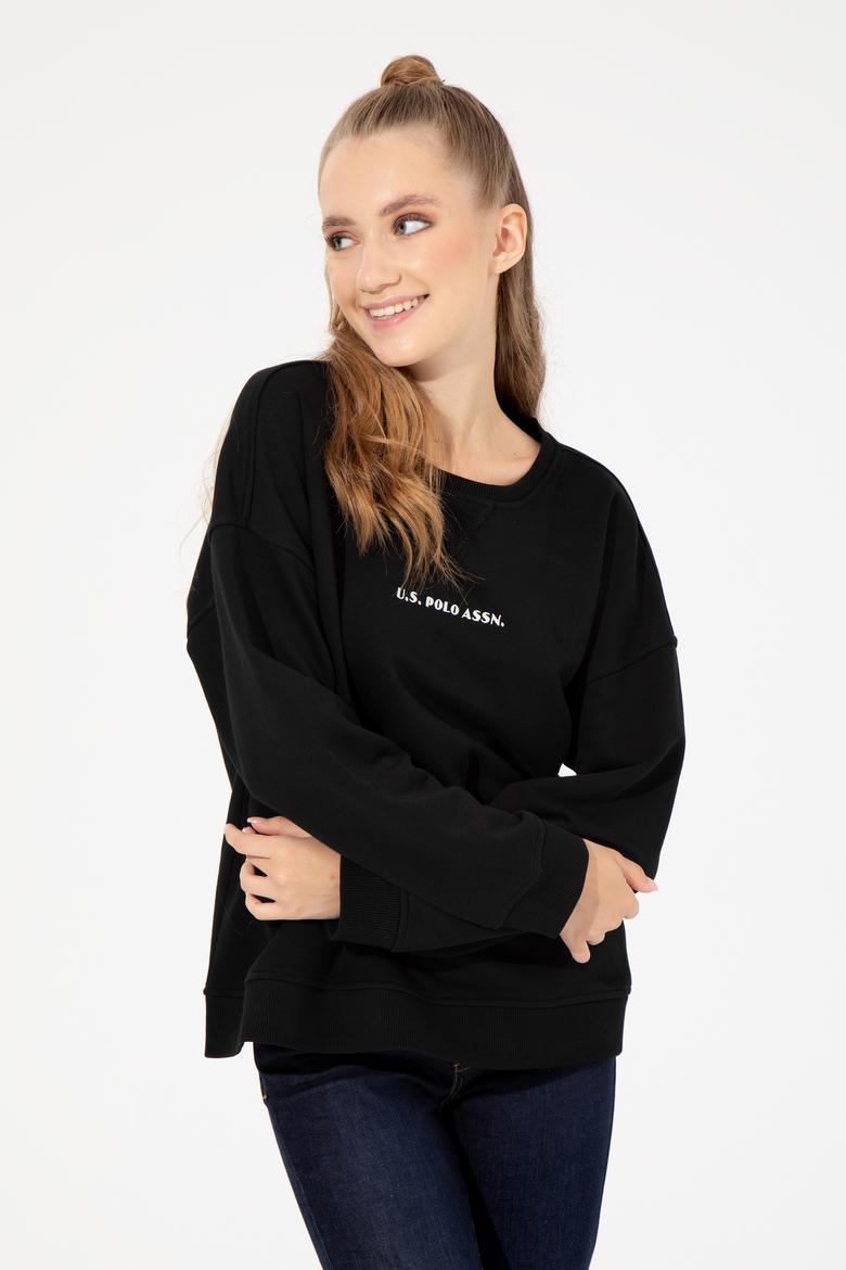 Kadın Siyah Bisiklet Yaka Sweatshirt