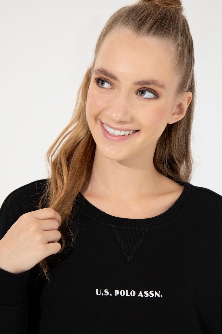 Kadın Siyah Bisiklet Yaka Sweatshirt - 50260962024