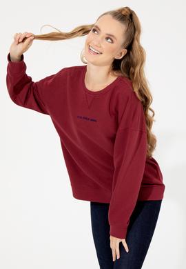 Kadın Kırmızı Bisiklet Yaka Sweatshirt - 50260962005
