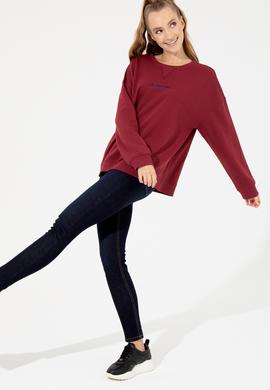 Kadın Kırmızı Bisiklet Yaka Sweatshirt - 50260962005