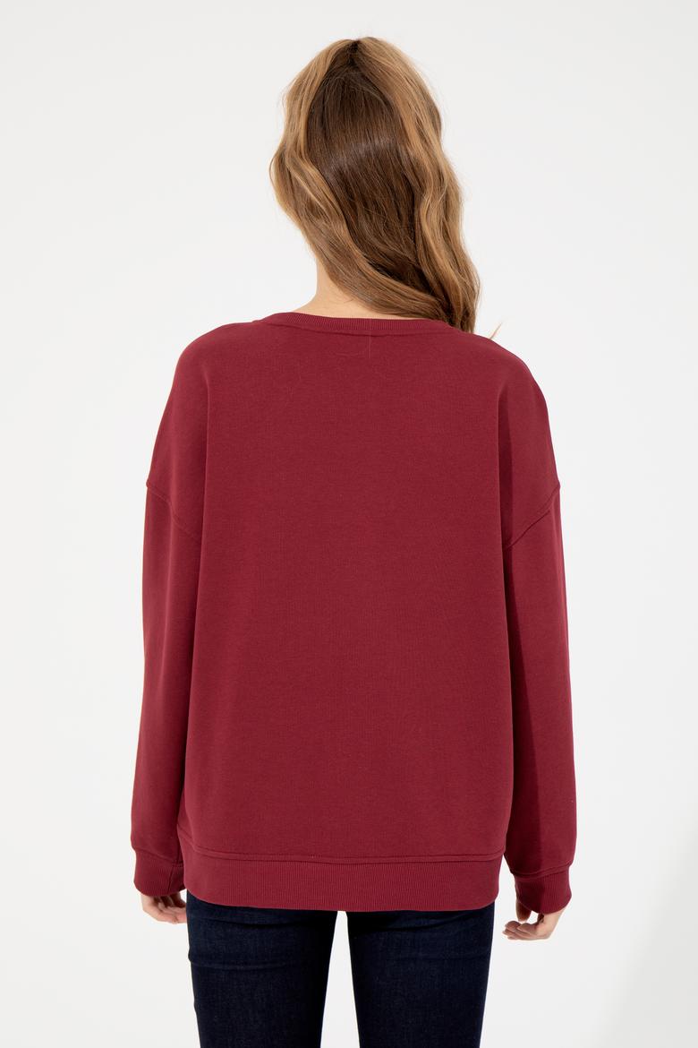 Kadın Kırmızı Bisiklet Yaka Sweatshirt - 50260962005