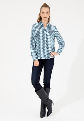 Kadın Mavi Gömlek Uzunkol - 50256958016