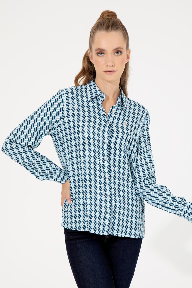 Kadın Mavi Gömlek Uzunkol - 50256958016