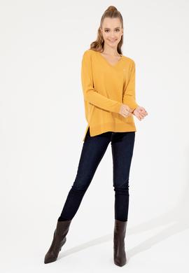 Kadın Safran Basic V Yaka Kazak - 50251912049