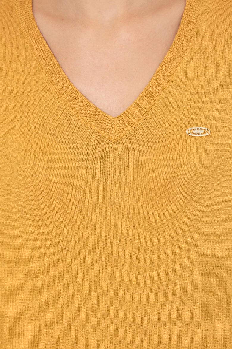 Kadın Safran Basic V Yaka Kazak - 50251912049