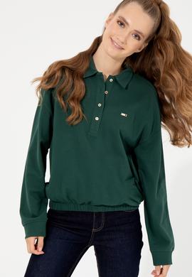 Kadın Yeşil Polo Yaka Sweatshirt - 50260880021