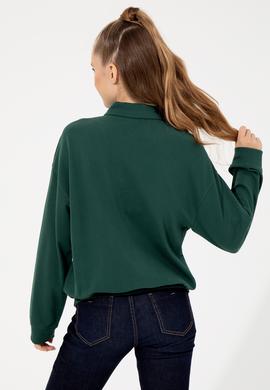 Kadın Yeşil Polo Yaka Sweatshirt - 50260880021