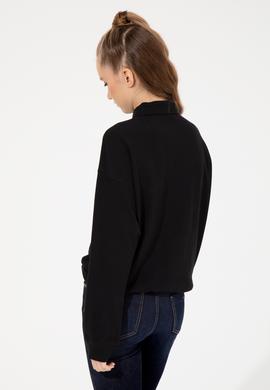 Kadın Siyah Polo Yaka Sweatshirt - 50260880013