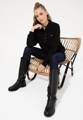 Kadın Siyah Polo Yaka Sweatshirt - 50260880013