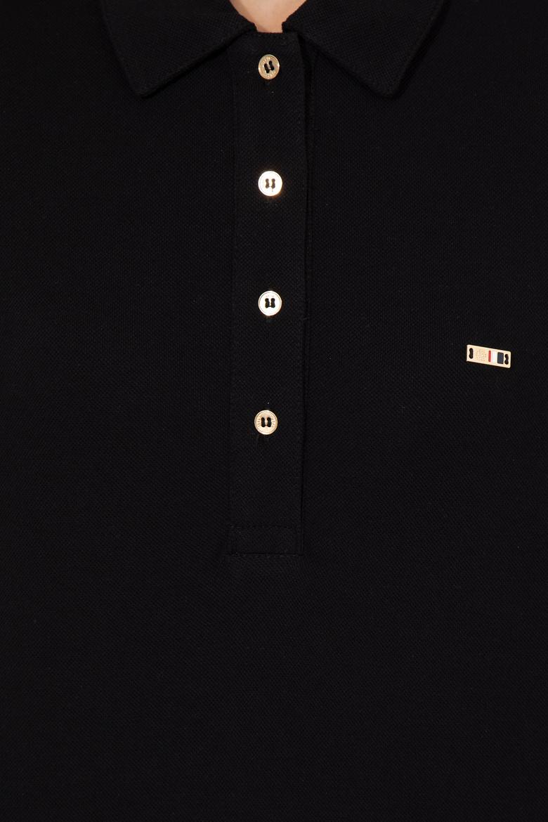 Kadın Siyah Polo Yaka Sweatshirt - 50260880013