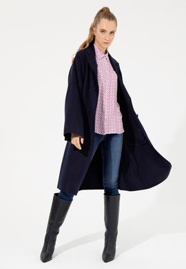 Kadın Lacivert Kaşe Kaban - 50253076006