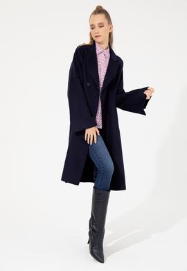 Kadın Lacivert Kaşe Kaban - 50253076006