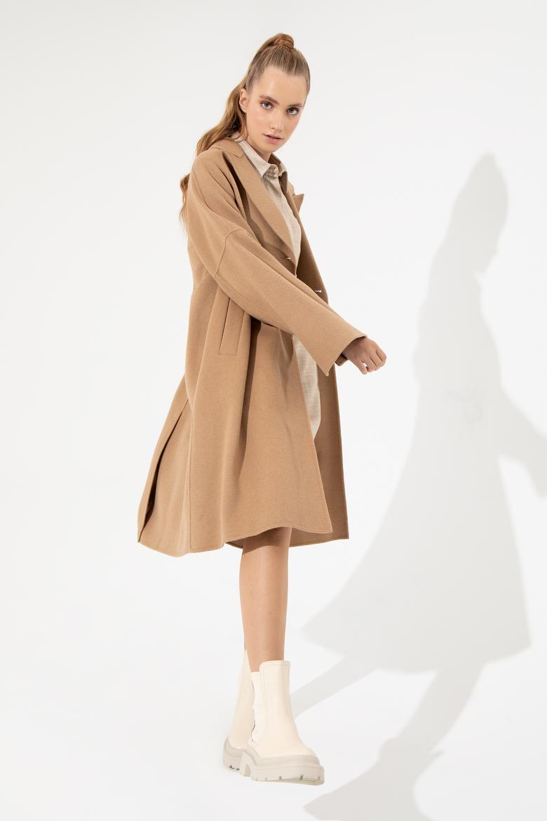 Kadın Camel Kaşe Kaban - 50253076011