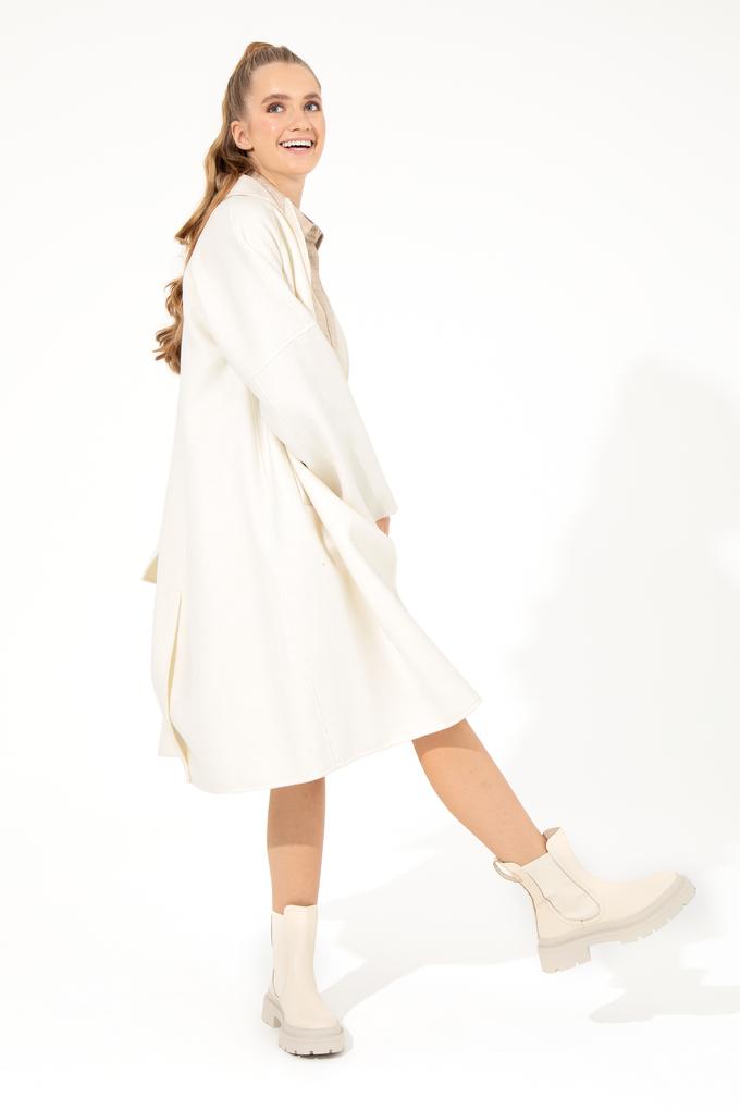 Kadın Krem Kaşe Kaban