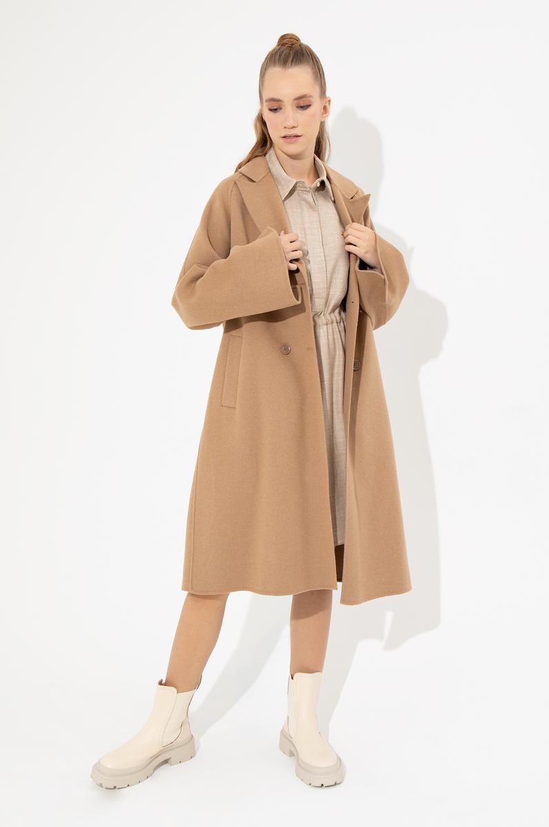 Kadın Camel Kaşe Kaban