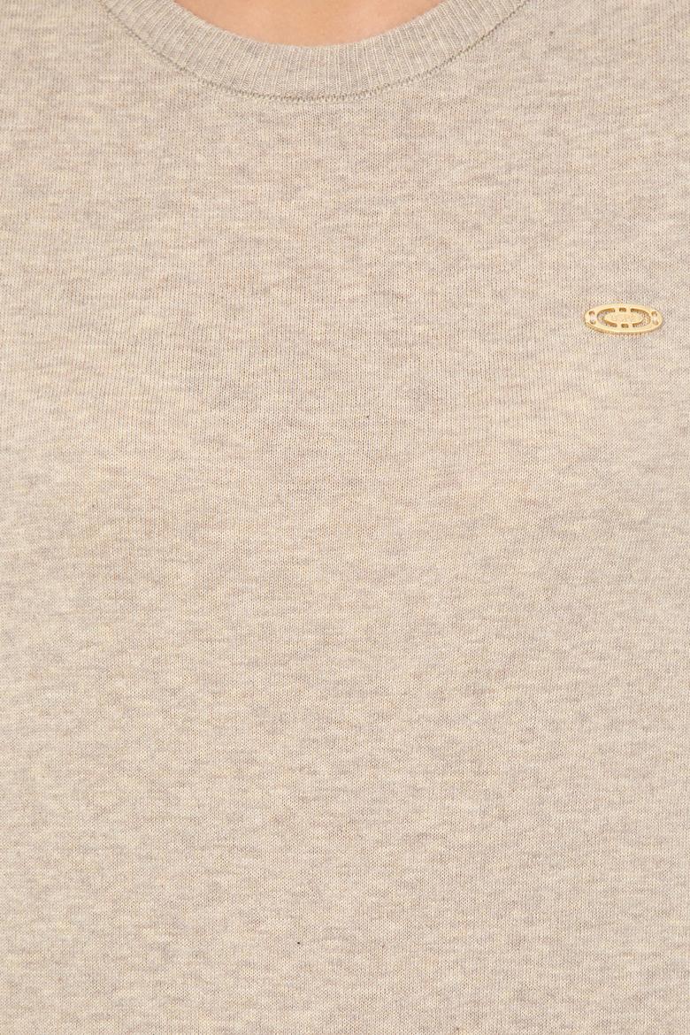 Kadın Taş Melanj  Bisiklet Yaka Basic Kazak - 50251905146