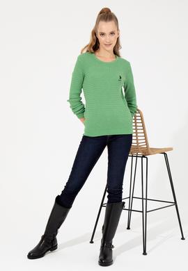 Kadın Mint Melanj Basic Bisiklet Yaka Kazak - 50255658072