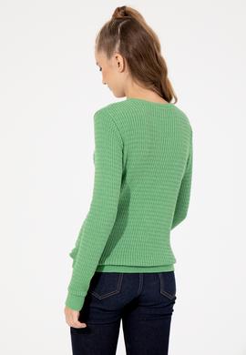 Kadın Mint Melanj Basic Bisiklet Yaka Kazak - 50255658072