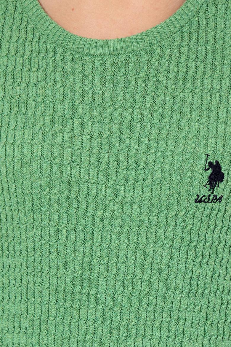 Kadın Mint Melanj Basic Bisiklet Yaka Kazak - 50255658072